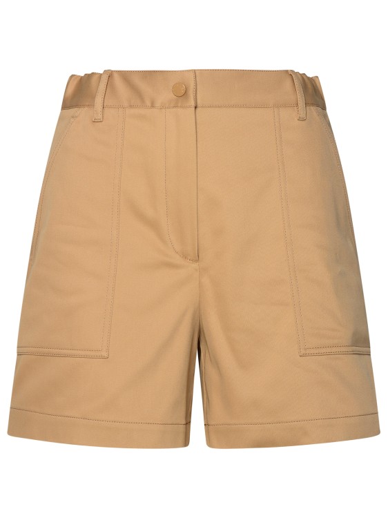 Shop Moncler Beige Cotton Blend Shorts In Brown