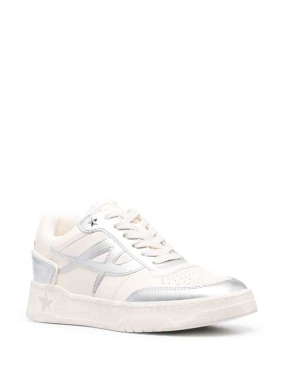 Shop Ash Blake' White Low Top Sneakers With Metallic Details In Leather In Neutrals