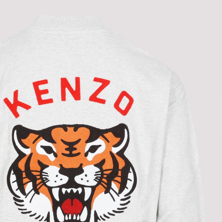 Shop Kenzo Light Grey Cotton Lucky Tiger Bomber In White