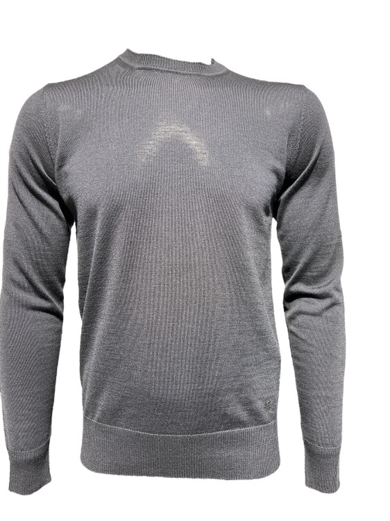 Shop Emporio Armani Blue Virgin Wool Knitwear In Grey