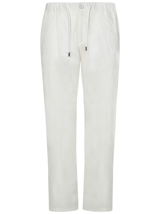Shop Herno Waterproofed Stretch Cotton Trousers In White
