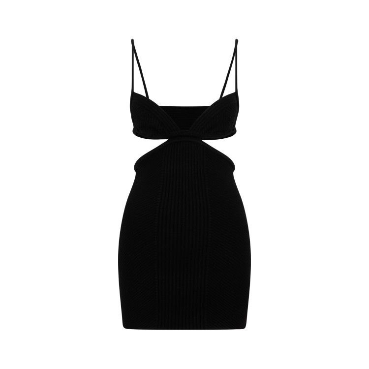 Shop Off-white Black Cut Out Ribbed Mini Dress