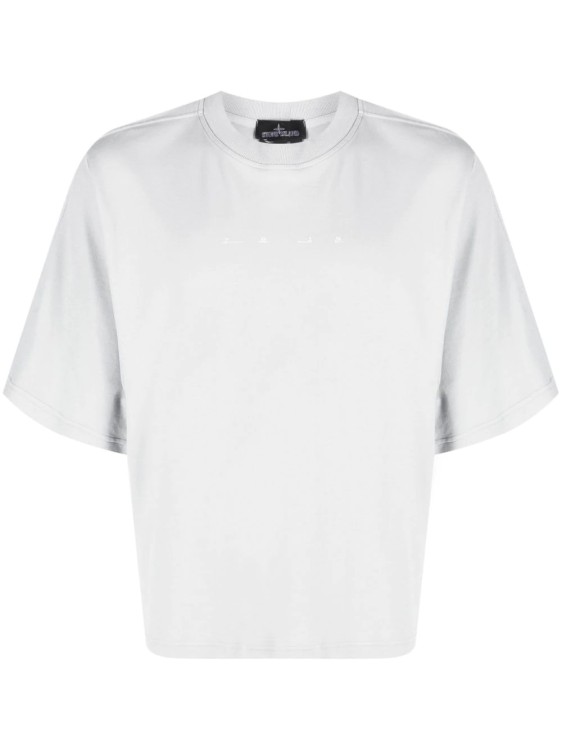 Stone Island Shadow Project Gray Interlock Mako Cotton T-shirt In White