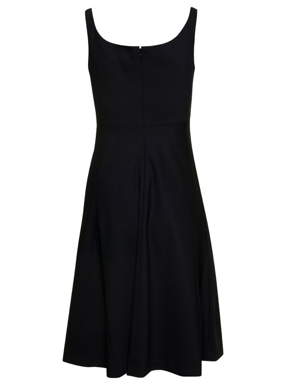 Shop Theory Mini Black Flared Dress With U Neckline In Wool Blend