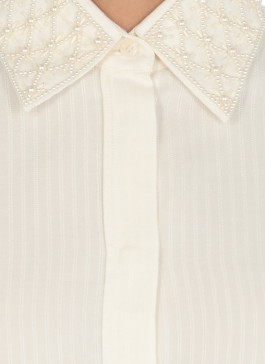 Shop Golden Goose Ivory Silk And Viscose Blend Shirt In White