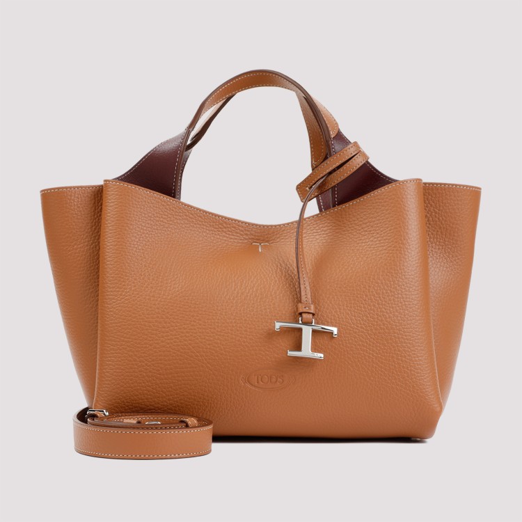 Tod's Bauletto Sacca Grained Leather Bag In Brown