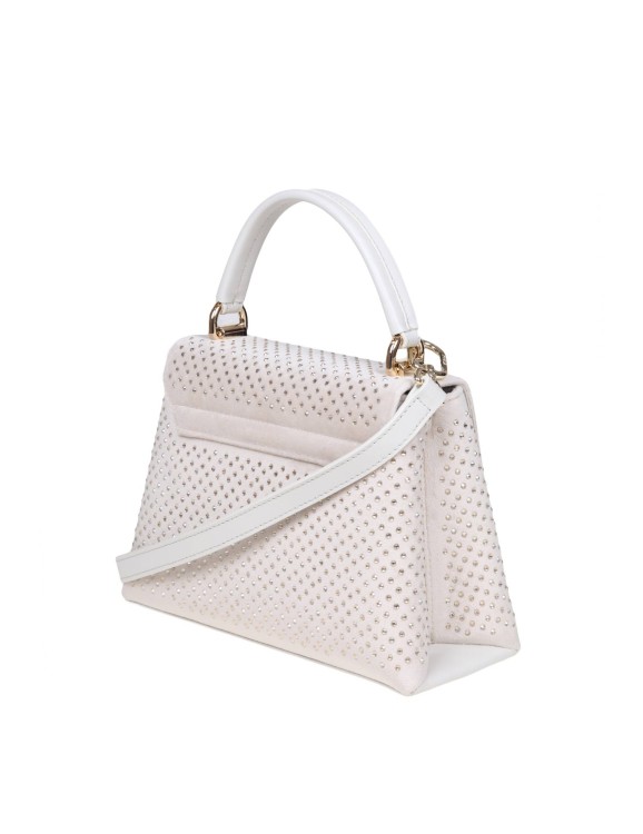 Shop Furla 1927 Mini Top Handle In Velvet With Applied Strass In Neutrals