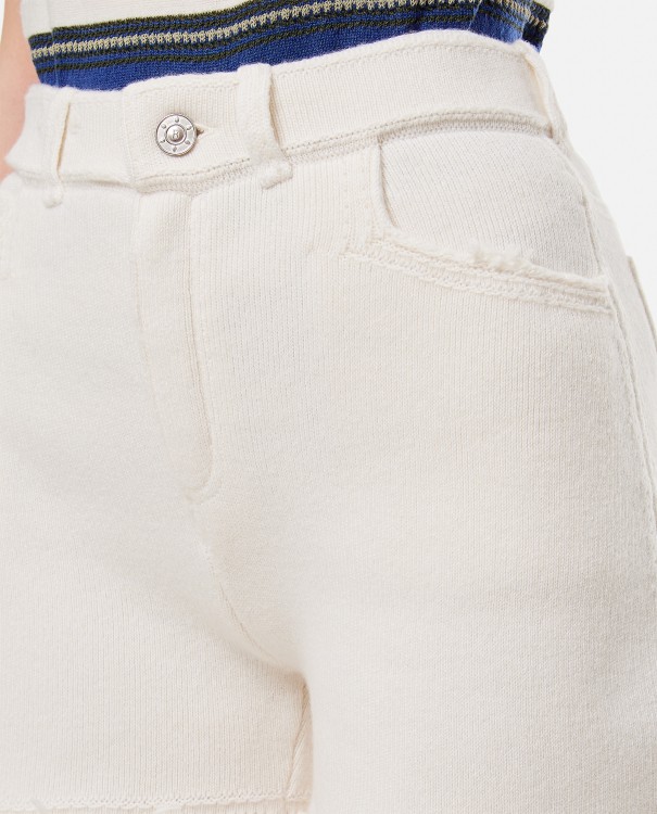 Shop Barrie Distressed Cashmere Shorts In White