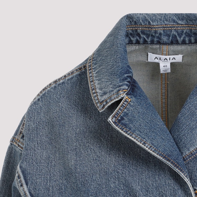 Shop Alaïa Crossover Vintage Blue Cotton Jacket In Grey
