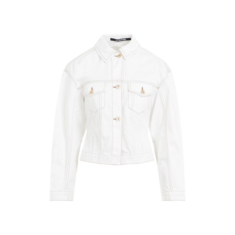Jacquemus La Veste De-nimes Off White Brown Regenerative Cotton Jacket