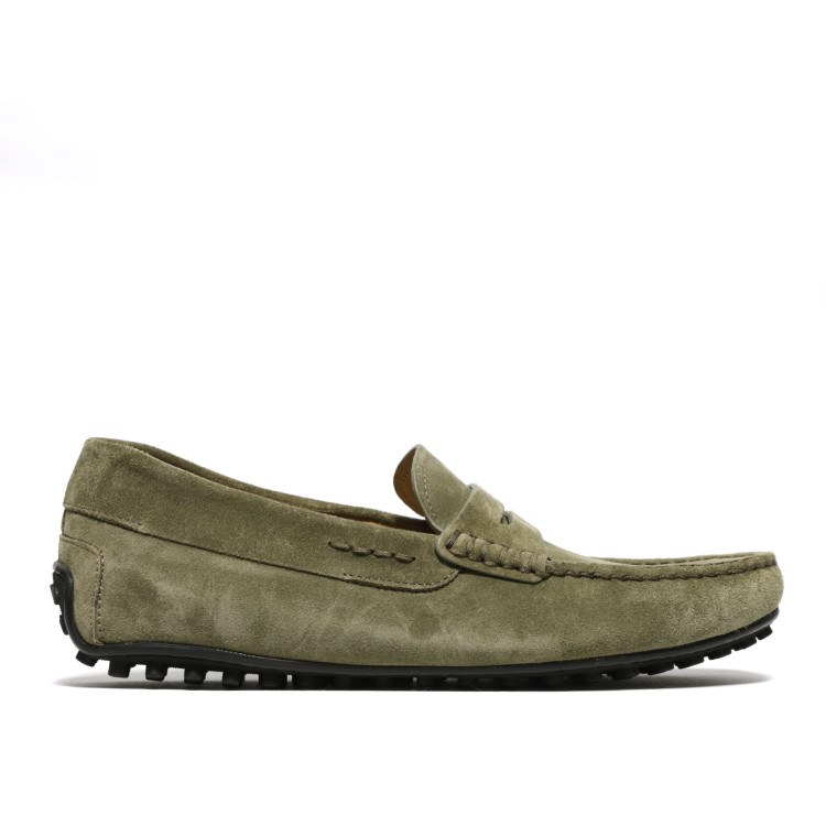 Rossano Bisconti Moccasin In Soft Green Suede