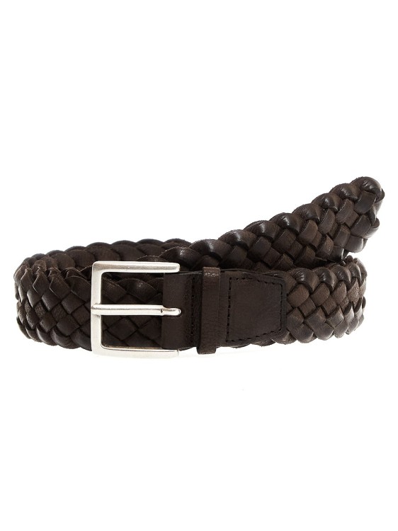 Orciani Dark Brown Leather Braided Belt