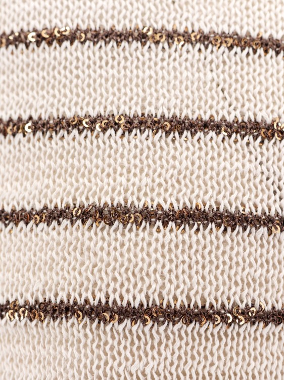 Shop Brunello Cucinelli Cotton Sweater With Lurex Detail In Neutrals