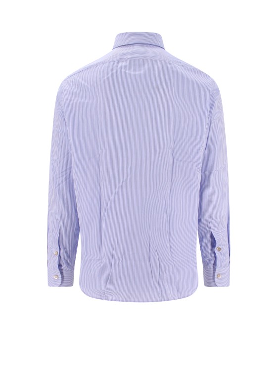 Shop Gucci Striped Motif Cotton Shirt In Blue