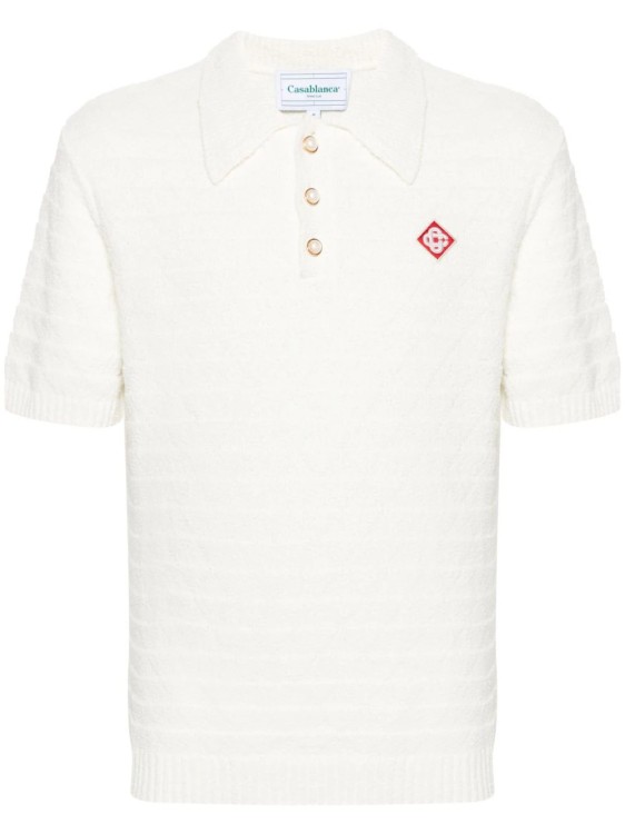 Shop Casablanca White Logo Patch Polo Shirt