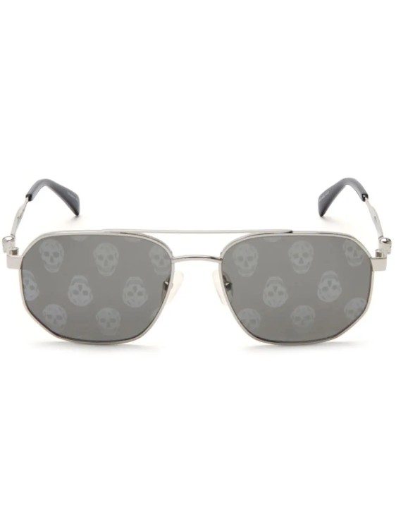 Alexander Mcqueen Silver-tone Floating Skull Pilot-frame Sunglasses