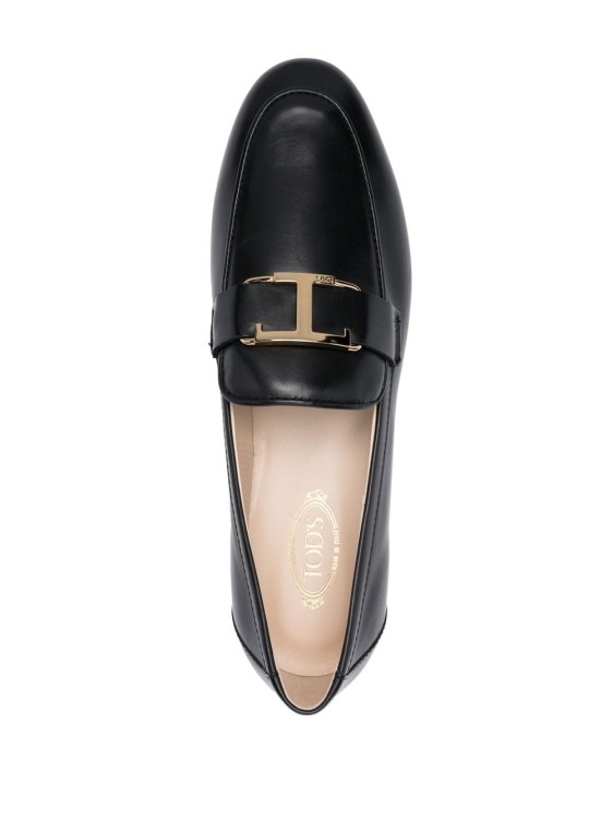 Shop Tod's T-logo Leather Loafers In Black