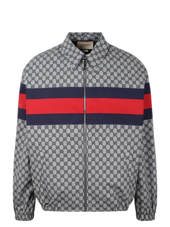 Shop Gucci Gg Print Cotton Jacket In Blue