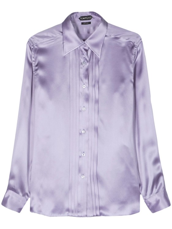 Shop Tom Ford Purple Pintuck-detail Shirt
