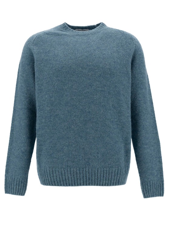 Gaudenzi Light Blue Crewneck Sweater With Ribbed Trims In Alpaca And Wool In Grey
