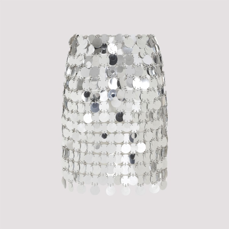 Rabanne Round Sequin Silver Polyester Mini Skirt In White