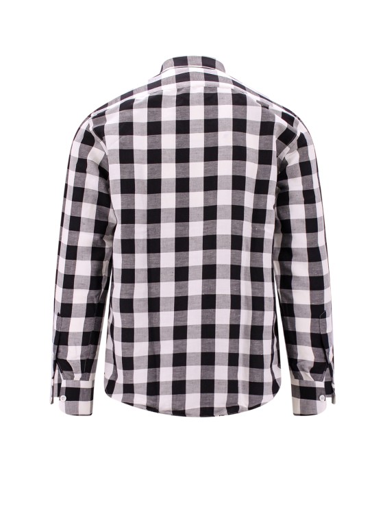 Shop Pt Torino Cotton And Linen Shirt With Check Motif In Grey