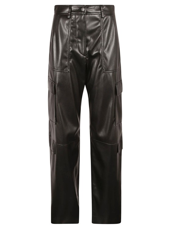 High Waisted Satin Cargo Trousers - Black | Manière De Voir USA