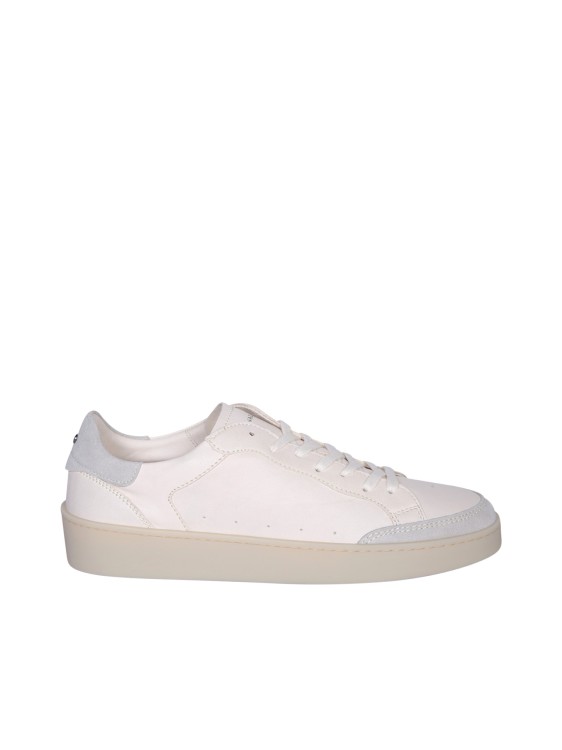 Shop Canali White Leather Sneakers