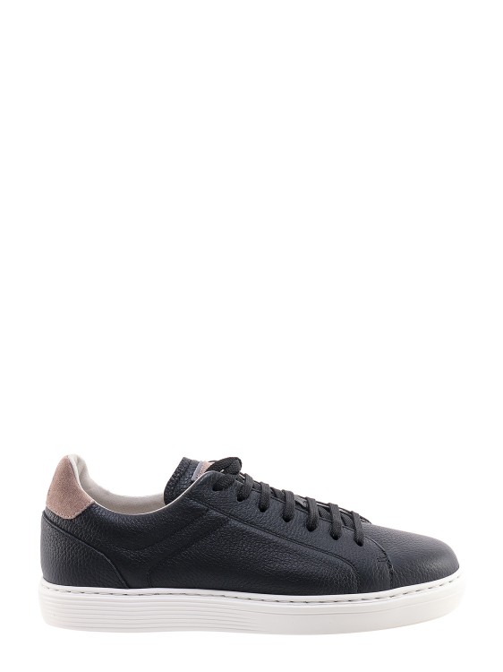Brunello Cucinelli Leather Sneakers With Suede Details In Black