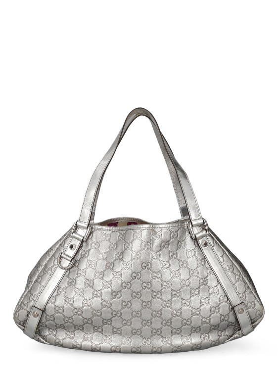 Gucci Leather Tote Bag In Silver