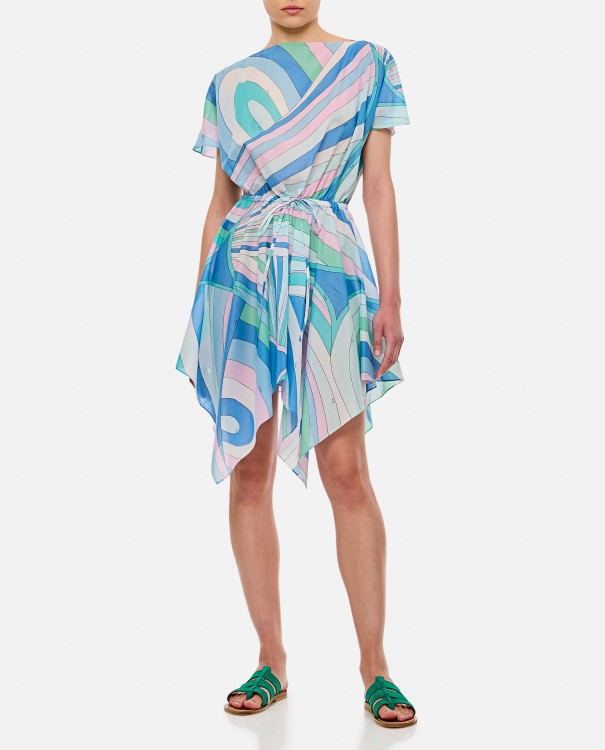 Shop Pucci Short Sleeve Cotton Dress In Blue