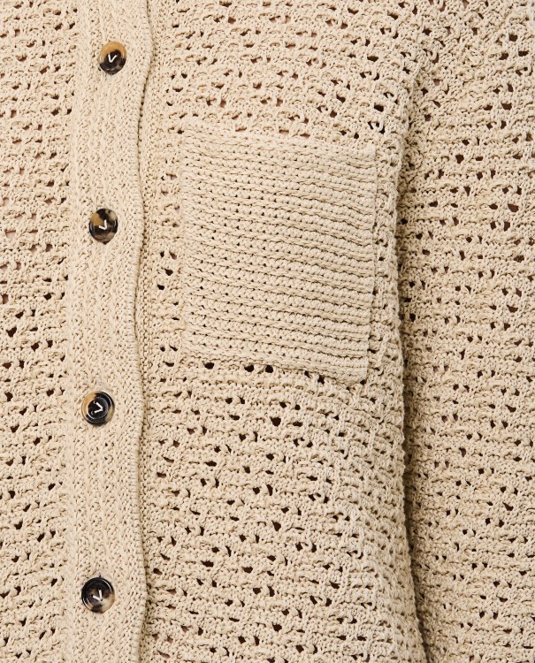 Shop Bottega Veneta Crochet Shirt Jacket In Neutrals