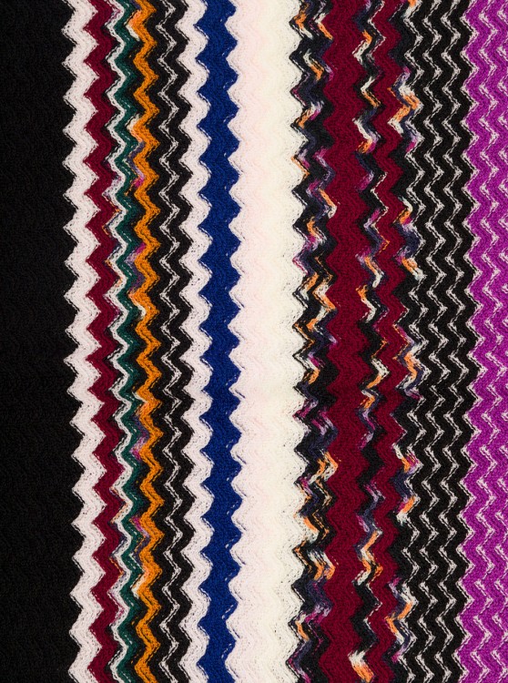 Shop Missoni Multicolor Scarf With Zigzag Motif And Fringed Hem In Wool Blend