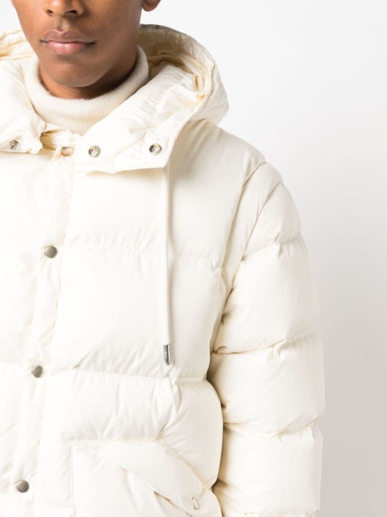 Shop Emporio Armani Ecru Hooded Padded Jacket In White