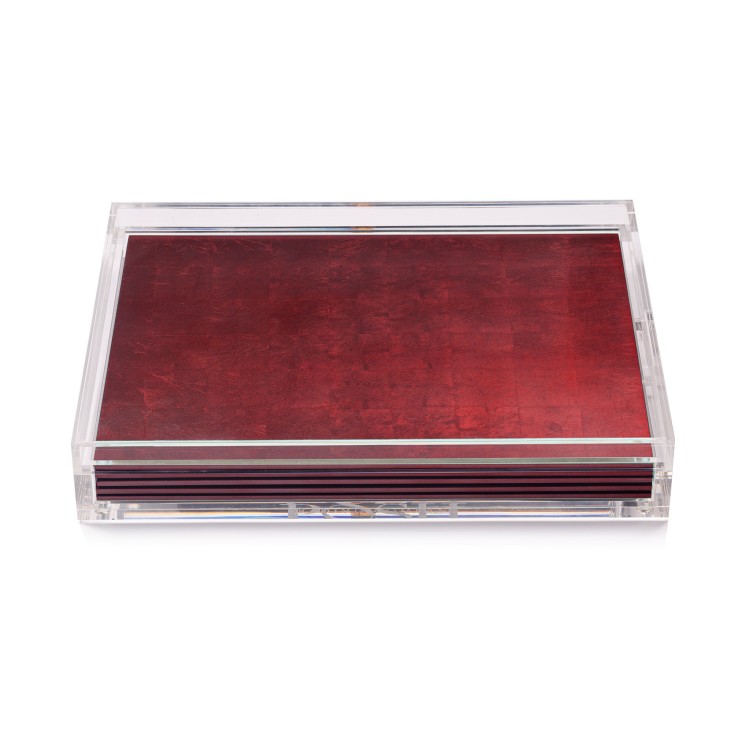 Posh Trading Servebox Clear Silver Leaf Matte Red In Not Applicable