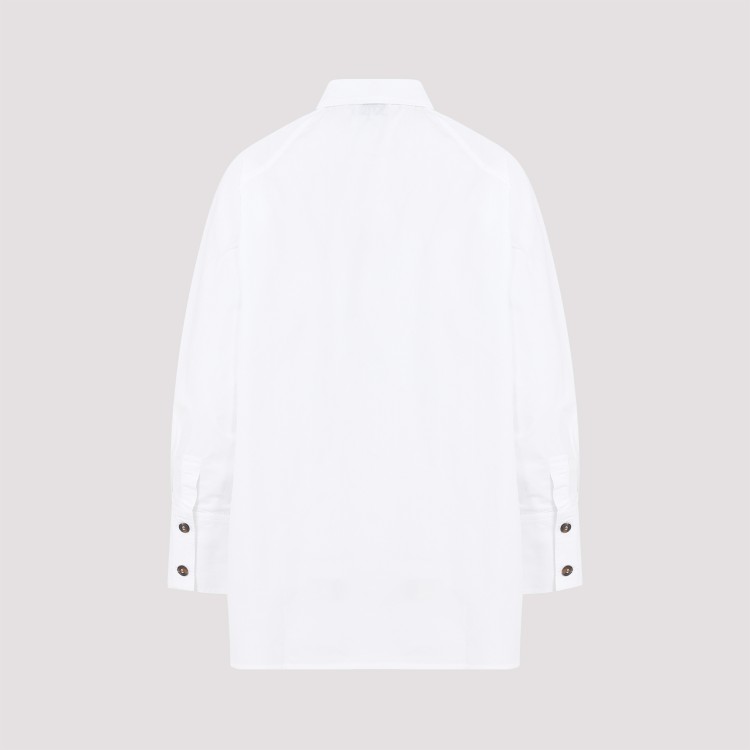 Shop Ganni Oversize Raglan White Cotton Poplin Shirt