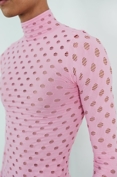 Shop Maisie Wilen Perforated Turtleneck In Pink