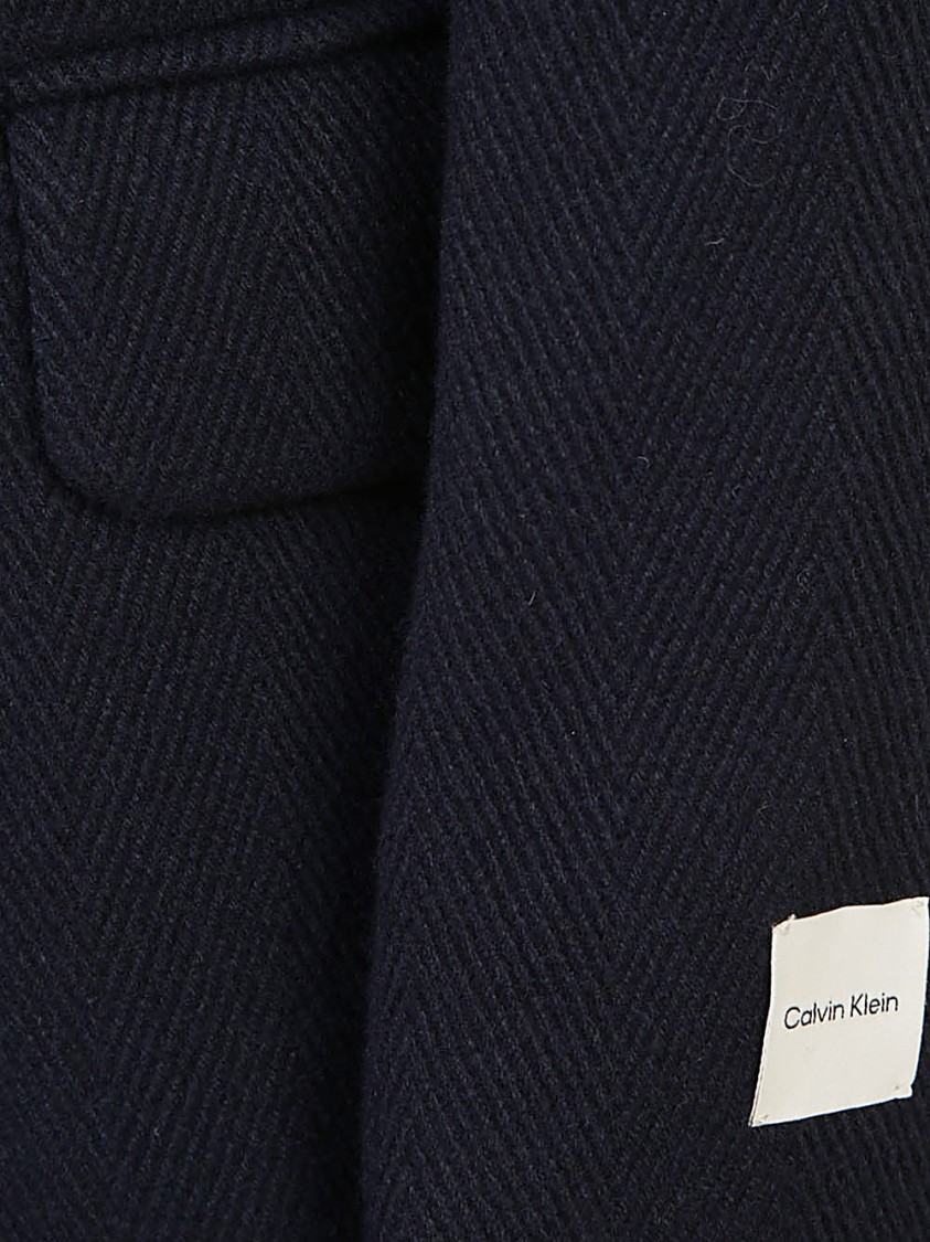 Calvin Klein Tailored Long Coat With Classic Notch Lapel And Silhouette In Black
