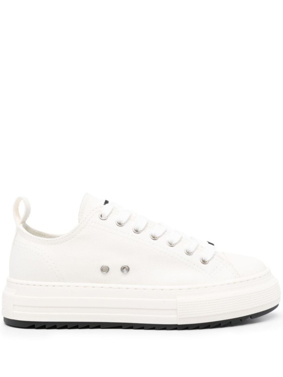 Shop Dsquared2 Ivory White Canvas Sneakers