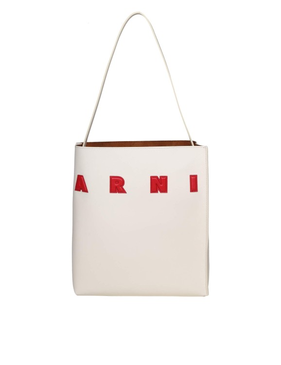 Marni Museo Hobo Leather Tote Bag In White