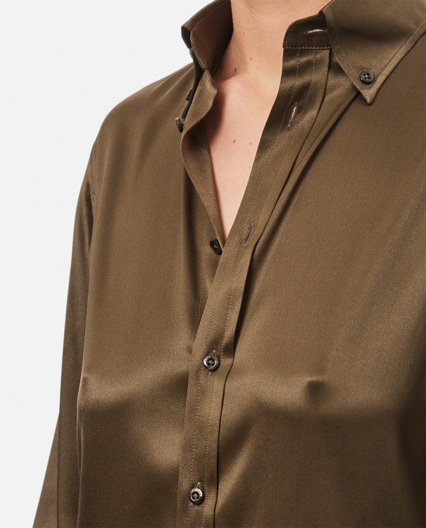 Shop Ralph Lauren Cameron Buttoned Silk Shirt In Grey