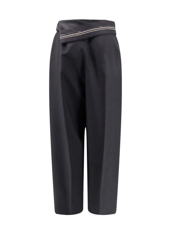 Shop Fendi Mohair Wool Trouser With Inside-out Detail With -roma Logoed Ribbon In Black