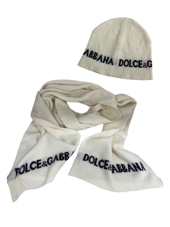 Dolce & Gabbana Scarf And Hat Set In Grey