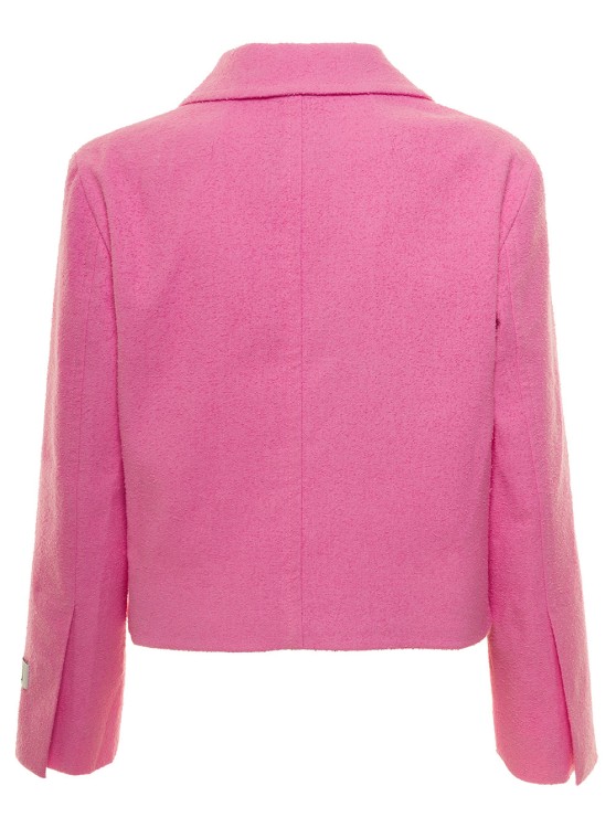 Shop Patou Pink Jacket With Branded Buttons In Cotton Blend Tweed