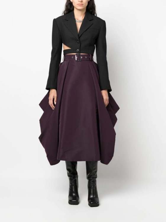 Shop Alexander Mcqueen Burgundy Draped Midi Skirt In Black