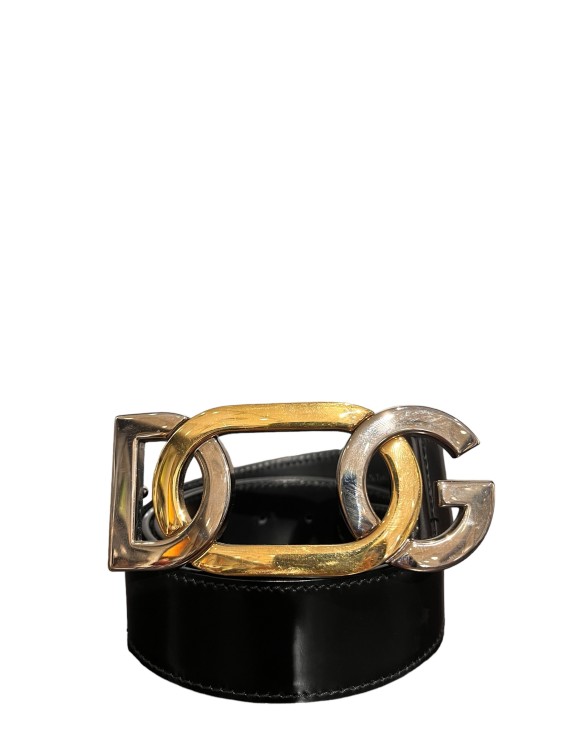 Dolce & Gabbana Black Shiny Logo Belt