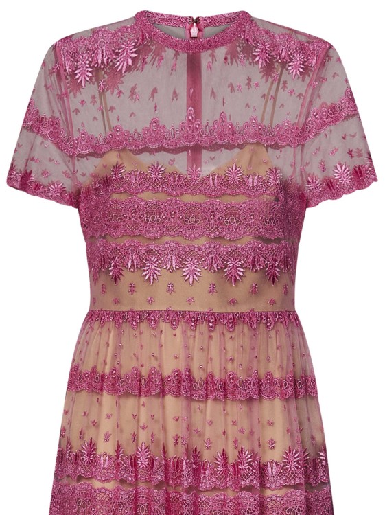 Shop Elie Saab Midi Dress In Cosmopolitan Pink Lace