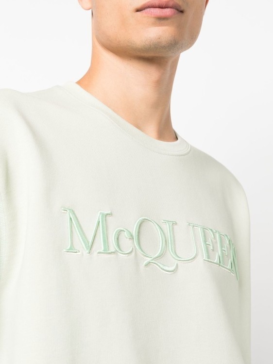 Shop Alexander Mcqueen Green Logo-embroidered Blouse
