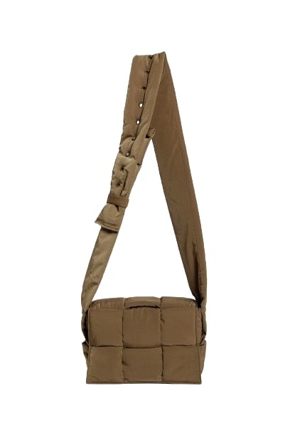 Bottega Veneta Men's Padded Tech Cassette Nylon Crossbody Bag In Brown