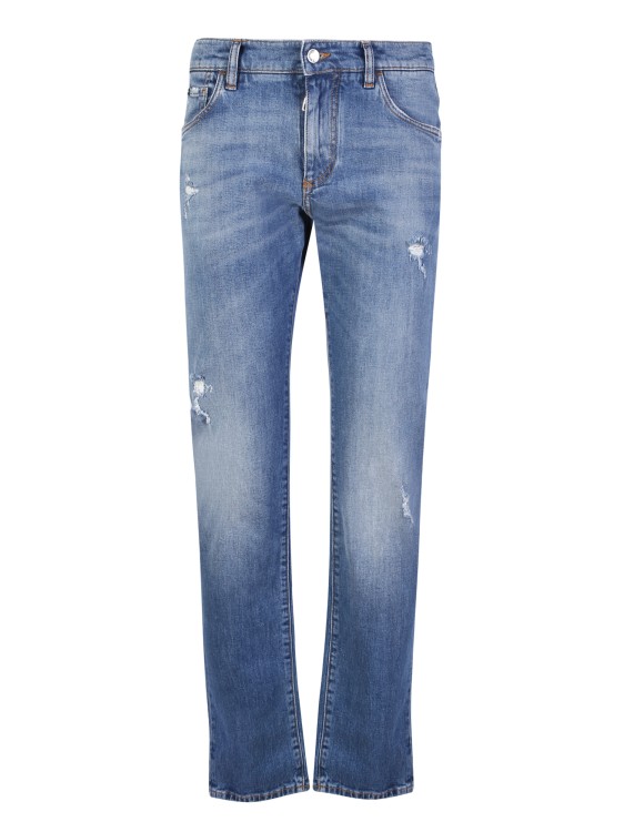 Dolce & Gabbana Ripped Details Blue Denim Jeans In Neutrals